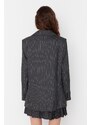 Trendyol Black Regular Lined Woven Striped Blazer Jacket