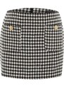 Trendyol Black Button Detailed Houndstooth Patterned Mini Woven Skirt