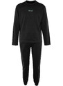 Trendyol Black Motto Printed 2 Thread Knitted Pajamas Set