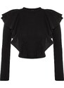 Trendyol Black Ruffle Detail Thessaloniki Basic Knitted Blouse