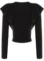 Trendyol Black Ruffle Detail Thessaloniki Basic Knitted Blouse