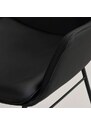 Černá kožená jídelní židle ROWICO LOWELL s područkami