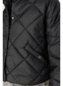 Trendyol černý oversized prošívaný kabát se stojáčkem