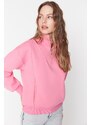 Trendyol Pink Oversize/Wide Zipper High Neck Thick Fleece Knitted Sweatshirt