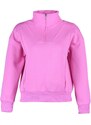 Trendyol Pink Oversize/Wide Zipper High Neck Thick Fleece Knitted Sweatshirt