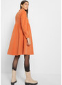 bonprix Bavlněné manšestrové šaty s knoflíkovou légou, ve střihu do A, délka po kolena Oranžová