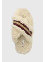 Pantofle Tommy Hilfiger Sherpa Fur Home Slippers Straps béžová barva