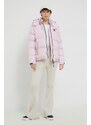 Péřová bunda Tommy Jeans dámská, fialová barva,