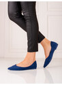 GOODIN Navy blue ballerinas for women made of ecological suede Shelvt