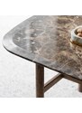 Hnědý mramorový konferenční stolek ROWICO HAMMOND 135 x 62 cm s hnědou podnoží