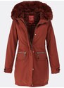 MODOVO Dámská zimní bunda s kapucí červenohnědá
