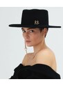Dámský luxusní černý klobouk Ruslan Baginskiy - Chain Strap Gambler Hat
