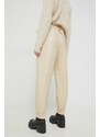 Kalhoty Abercrombie & Fitch dámské, béžová barva, high waist