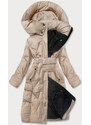 Ann Gissy Béžová péřová bunda se stojáčkem a kapucí (AG2-J82)