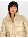 Fashionhunters Zlatá péřová prošívaná bunda bez kapuce