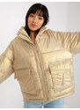 Fashionhunters Zlatá péřová prošívaná bunda bez kapuce