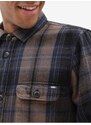 Hnědo-černá pánská svrchní kostkovaná flanelová košile VANS Howard - Pánské