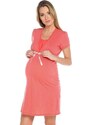 Italian Fashion Bavlněná těhotenská noční košile Alena korál