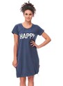 DN Nightwear Mateřská noční košile Happy mommy tmavě modrá se zipem