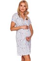 DN Nightwear Mateřská noční košile Kate s kočkami šedá