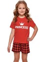 DN Nightwear Krátké dívčí pyžamo Princess červené
