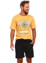 DN Nightwear Pánské pyžamo Charles žluté s kompasem