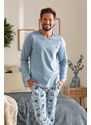 DN Nightwear Pánské pyžamo Dreams světle modré