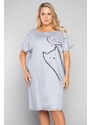 Italian Fashion Noční košilka Luna šedá s kočkou