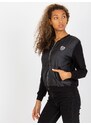 RUE PARIS ČERNÁ BOMBER MIKINA NA ZIP -BLACK