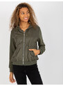 Fashionhunters RUE PARIS khaki prošívaná bomber s kapucí