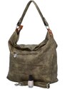 Paolo Bags Příjemná dámská koženková taška většího formátu Veronica, vojenská zelená
