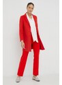 Kalhoty United Colors of Benetton dámské, červená barva, jednoduché, high waist