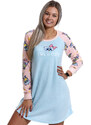 Naspani Modrá a růžová extra TEPLÁ košilka pro ženy se sovičky 1Z1230
