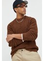 Bavlněný svetr Abercrombie & Fitch pánský, hnědá barva, lehký
