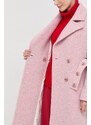Vlněný kabát Beatrice B růžová barva, přechodný, dvouřadový