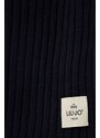 Šátek z vlněné směsi Liu Jo tmavomodrá barva, hladký