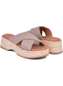 Dámské kožené nazouváky OH MY SANDALS taupe