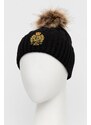 Čepice z vlněné směsi Lauren Ralph Lauren černá barva, z husté pleteniny
