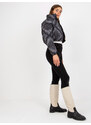 Fashionhunters Černá krátká prošívaná péřová bunda bez kapuce