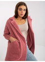 Fashionhunters Prachově růžový dámský kabát z alpaky s vlnou Eveline