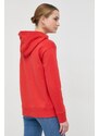 Bavlněná mikina BOSS dámská, červená barva, s kapucí, s potiskem