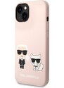 Ochranný kryt pro iPhone 14 - Karl Lagerfeld, Liquid Silicone Karl and Choupette Pink