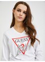 Bílé dámské tričko s dlouhým rukávem Guess Icon - Dámské