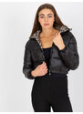 Fashionhunters Černá oboustranná krátká prošívaná bunda s kapsami
