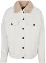 URBAN CLASSICS Ladies Oversized Sherpa Denim Jacket - offwhite raw