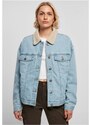 URBAN CLASSICS Ladies Oversized Sherpa Denim Jacket - clearblue bleached