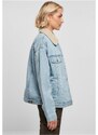 URBAN CLASSICS Ladies Oversized Sherpa Denim Jacket - clearblue bleached