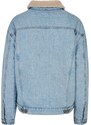 URBAN CLASSICS Ladies Oversized Sherpa Denim Jacket - clearblue bleached