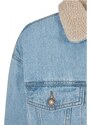 URBAN CLASSICS Ladies Oversized Sherpa Denim Jacket - clearblue bleached