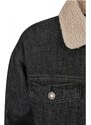 URBAN CLASSICS Ladies Oversized Sherpa Denim Jacket - black washed